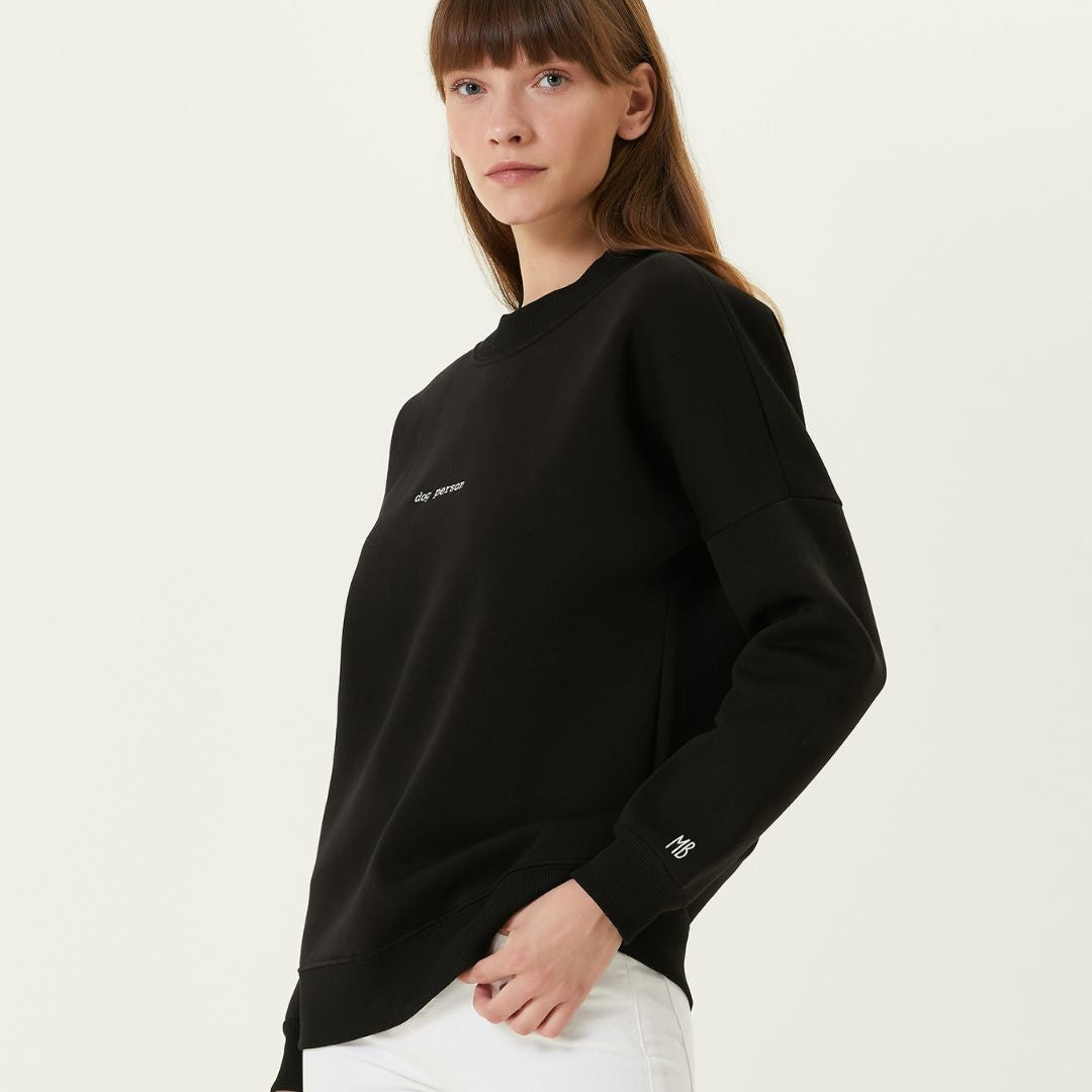 Dog Person Nakışlı Kadın Sweatshirt Siyah