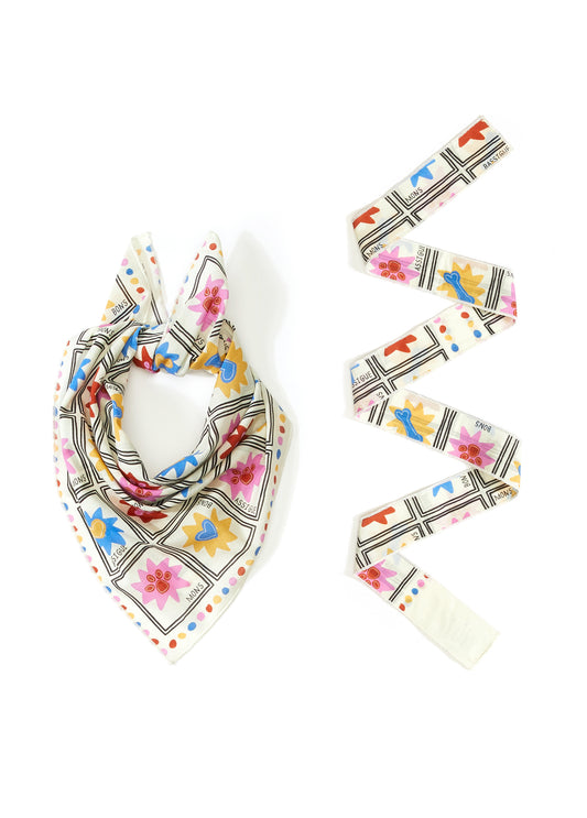 Block Print Pet Bandana & İnce Fular Set