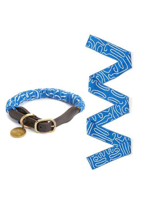 Mavi Abstract Print İnce Fular & Tasma Set