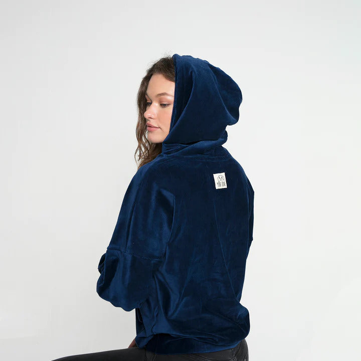 MB: Velvet Oversize Hoodie Lacivert