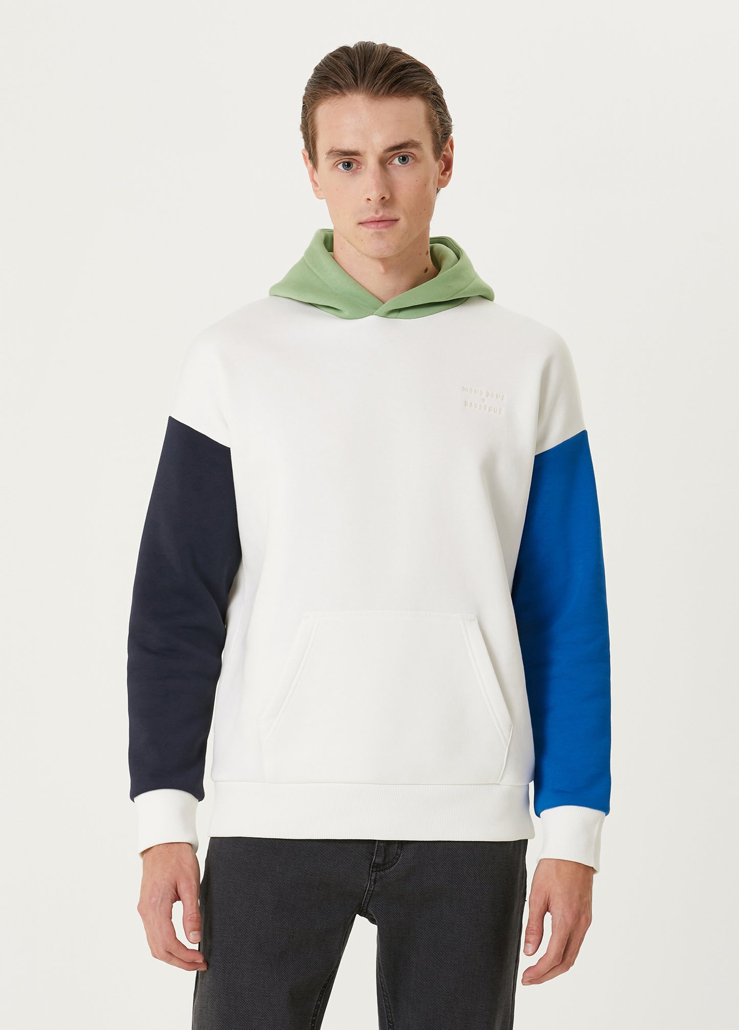 Mons Bons x Bassigue Yeşil Color Block Hoodie