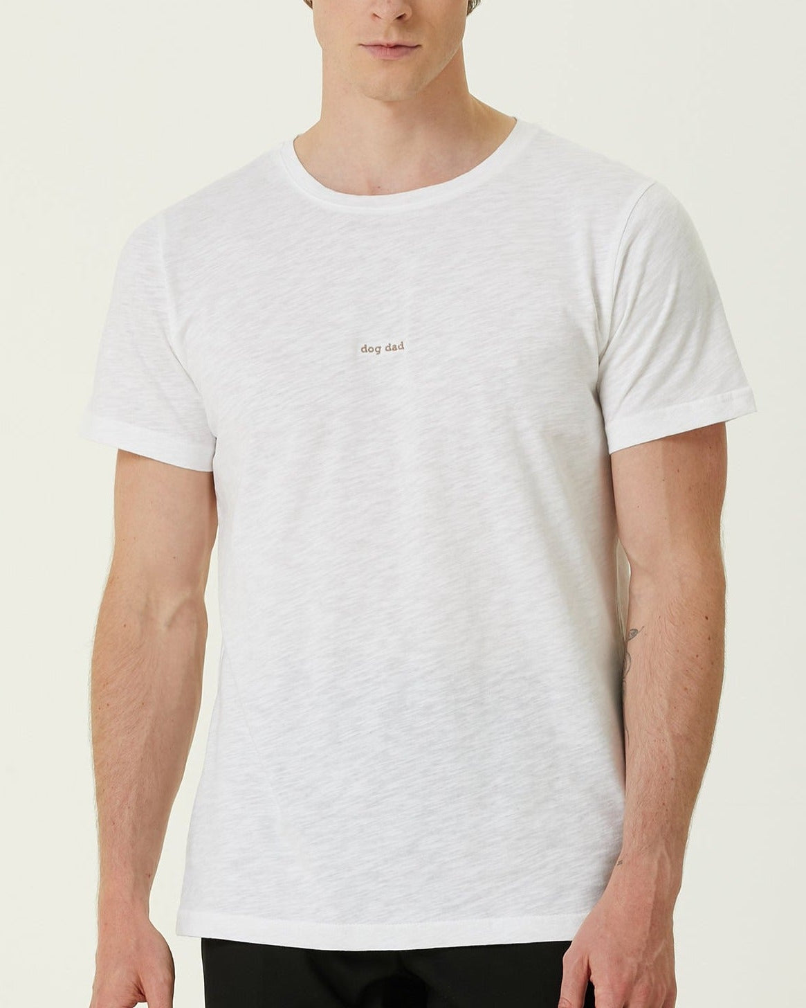 Oversize T-shirt "dog dad" - beyaz