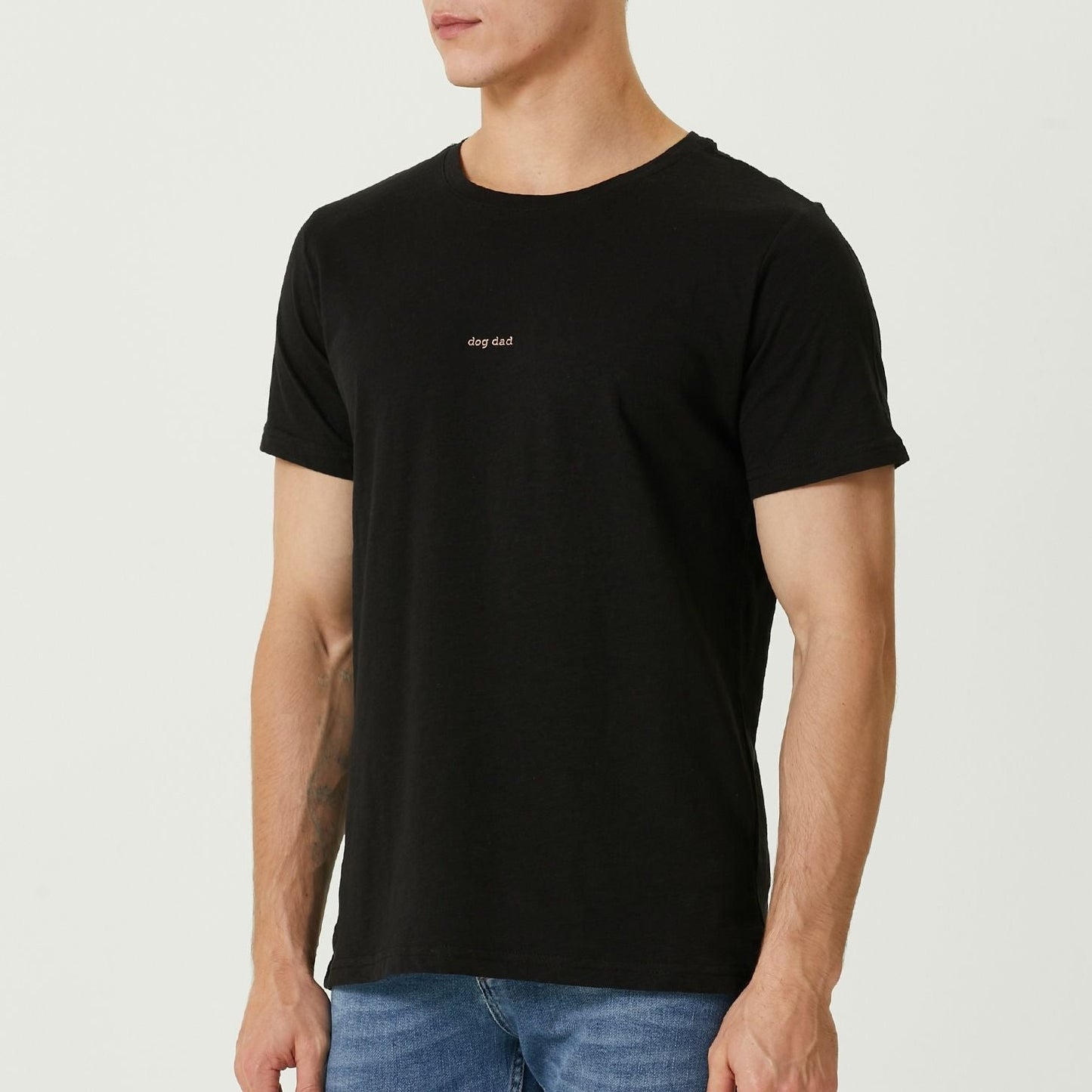 Oversize "dog dad" nakışlı t-shirt - siyah