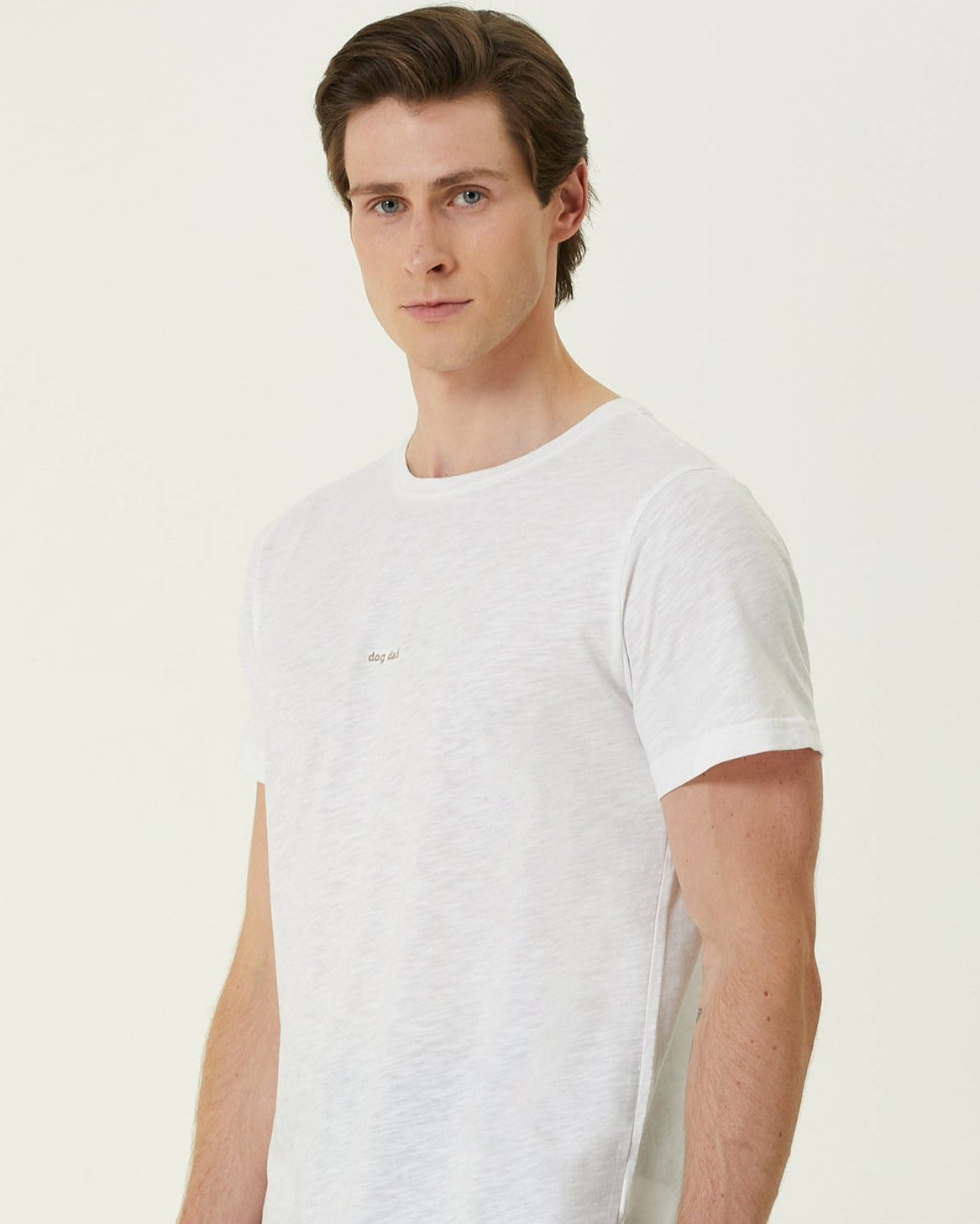 Oversize T-shirt "dog dad" - beyaz