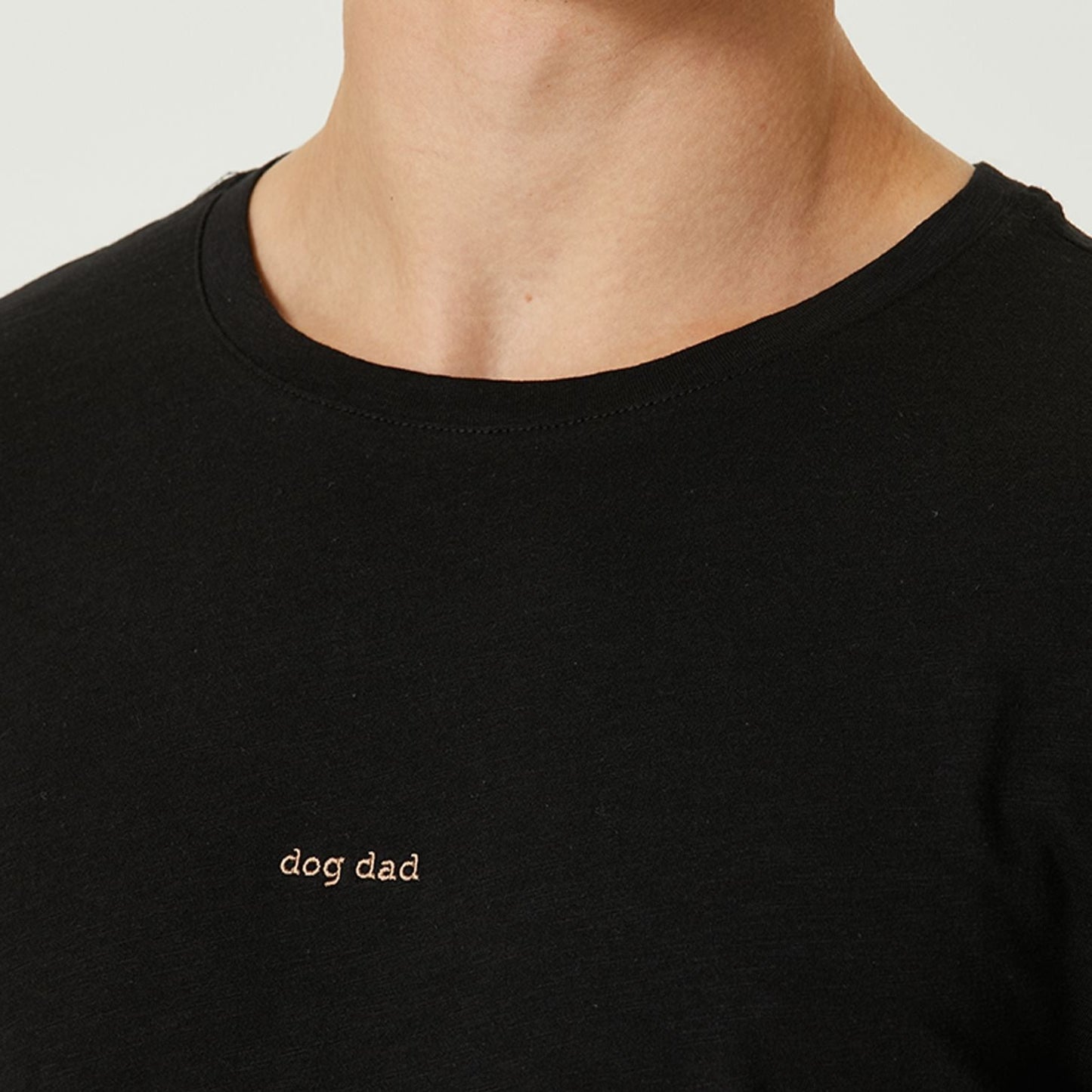 Oversize "dog dad" nakışlı t-shirt - siyah