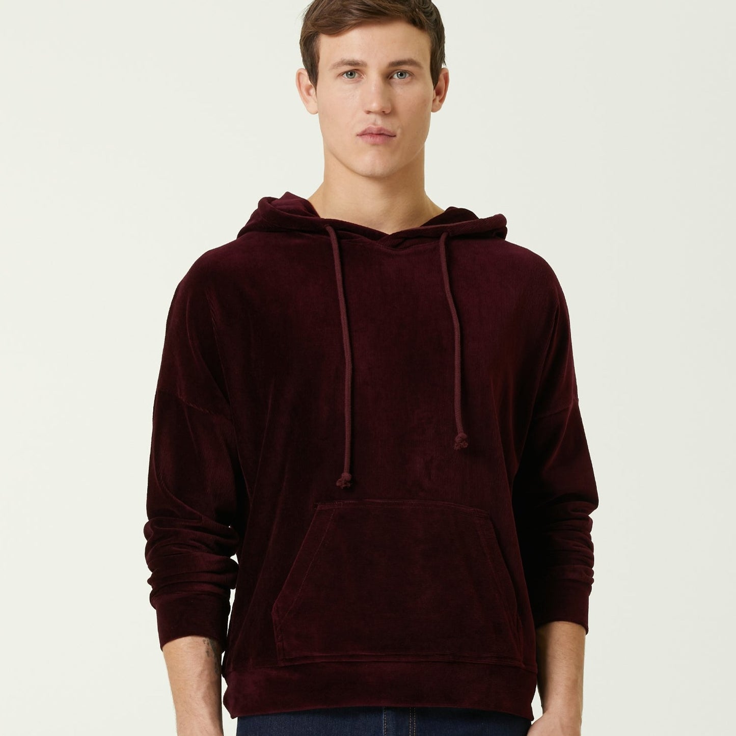 Kadife Oversize Hoodie Bordo