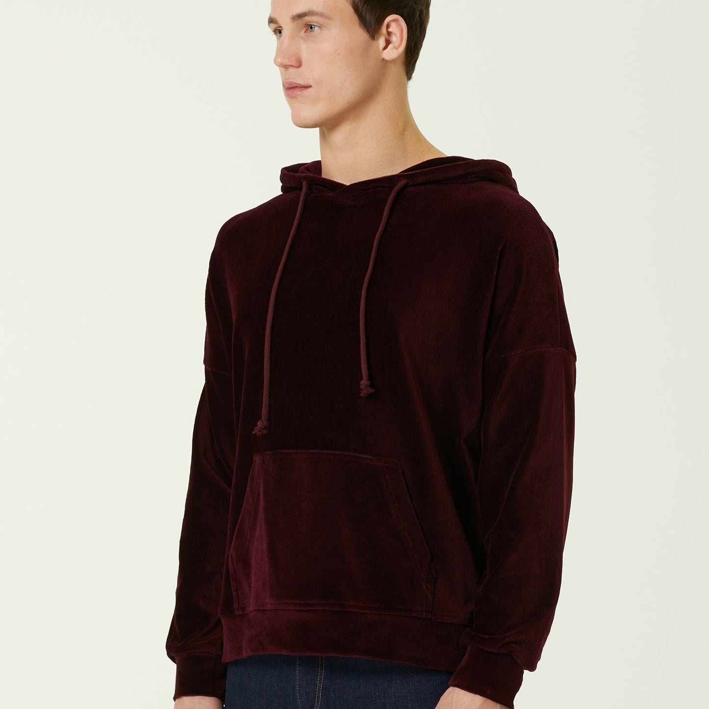 Kadife Oversize Hoodie Bordo