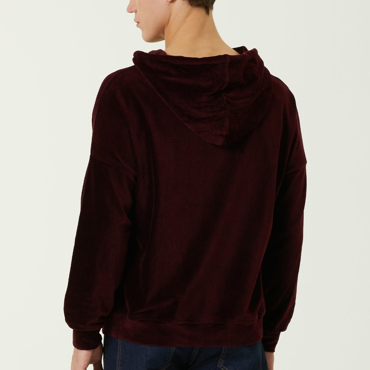 Kadife Oversize Hoodie Bordo