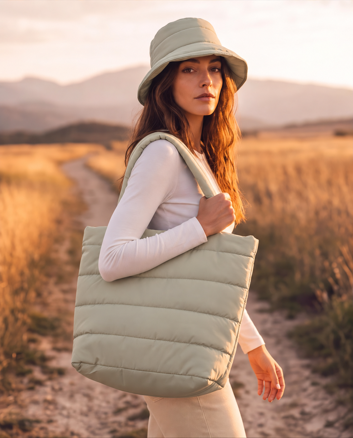 Puffer Tote Bag | Beige