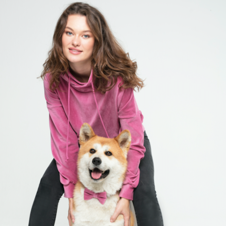 MB: Velvet Oversize Hoodie Pembe
